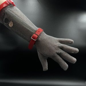 IVO Ochranná rukavice proti pořezu IVO dlouhá - nerezová s řemínkem 17323 M