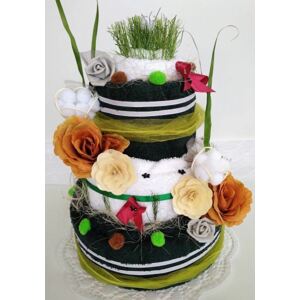 VER Textilní dort třípatrový zeleno/bílý