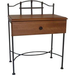 IRON - ART Noční stolek IRON-ART ALCATRAZ se zásuvkou barva kovu: rustikální hnědá, barva dřeva: D1 dub tmavě hnědá