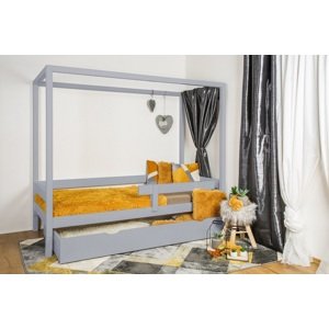 Vyspimese.CZ Dětská postel Míša se zábranou a přistýlkou Rozměr: 80x160 cm, Barva: šedá