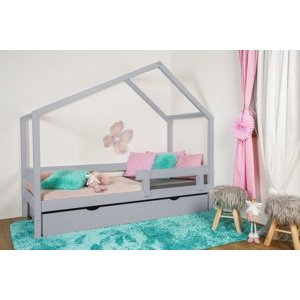 Vyspimese.CZ Dětská postel Elsa se zábranou-jeden šuplík Rozměr: 80x160 cm, Barva: šedá