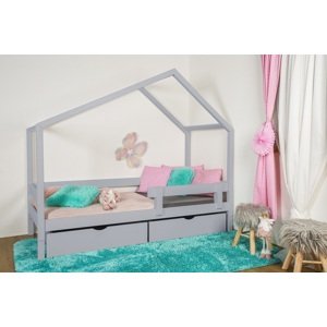 Vyspimese.CZ Dětská postel Elsa se zábranou-dva šuplíky Rozměr: 80x160 cm, Barva: šedá