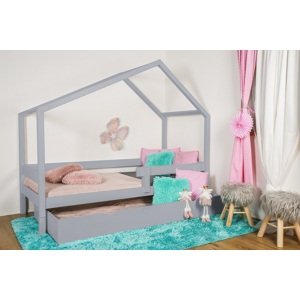 Vyspimese.CZ Dětská postel Elsa se zábranou a přistýlkou Rozměr: 80x160 cm, Barva: šedá