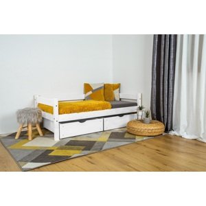 Vyspimese.CZ Dětská postel Moana se zábranou-dva šuplíky Rozměr: 80x160 cm, Barva: šedá