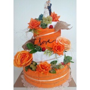 VER Textilní svatební dort třípatrový oranžová růže