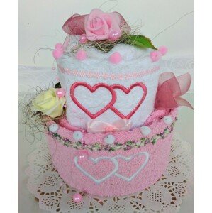 VER Textilní dort dvoupatrový růžovo/bílý